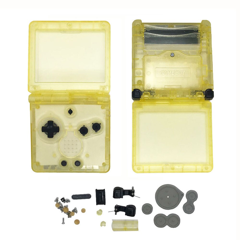 16 colors Housing Shell Case for GBASP Classic SFC Gray Shell with button, rubber pads, sticker replace for Gameboy Advance: Clear Yellow