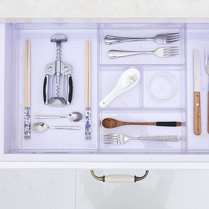 Plastic Drawer Dividers for Kitchen Desk Cabinet Tableware Cosmetics Cabinets Desktop System Desk Chest Furniture Organizers Box