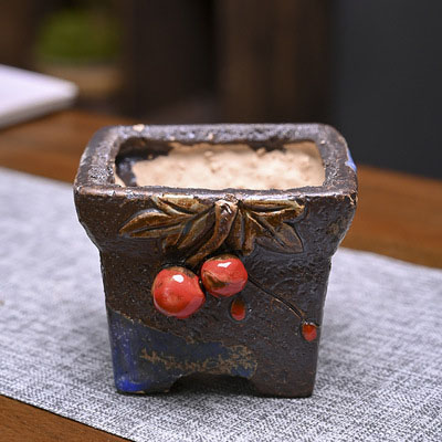 Strongwell-maceta de cerámica antigua amasada a mano, macetas para suculentas, decoración de jardinería para el hogar, maceta, ornamento: 7