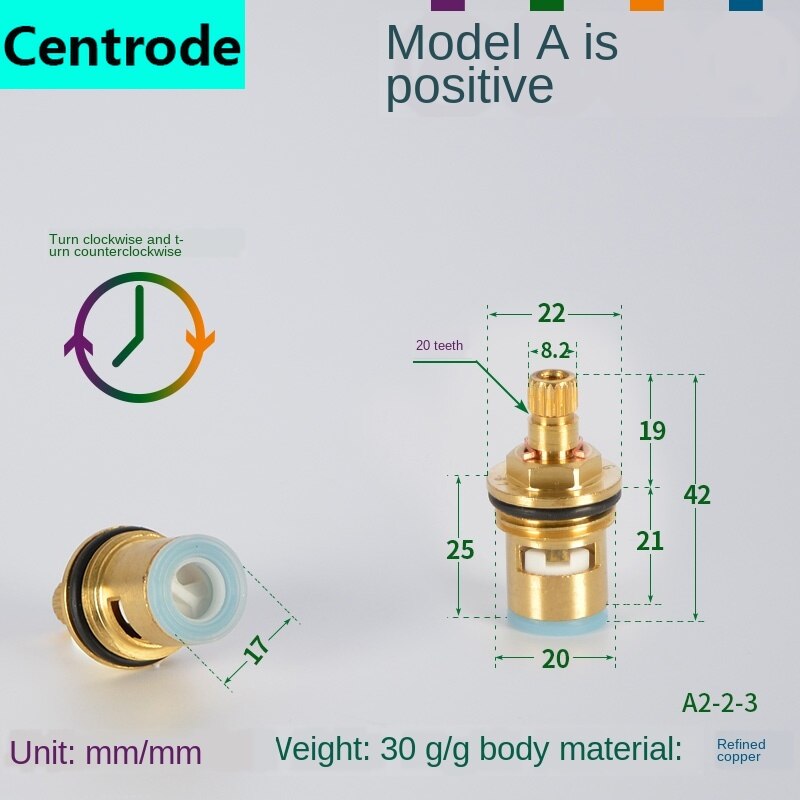 Faucet copper valve core and cold water fast opening triangle valve switch ceramic valve core copper head repair parts: SKY BLUE