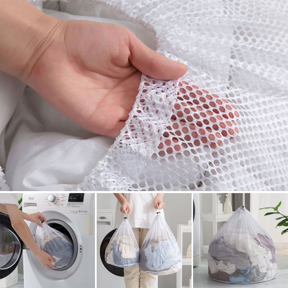 Washing Machine Mesh Net Drawstring Net Bags Underwear Bra Laundry Bag Basket Household Clean Organizer Drawstring Beam Port