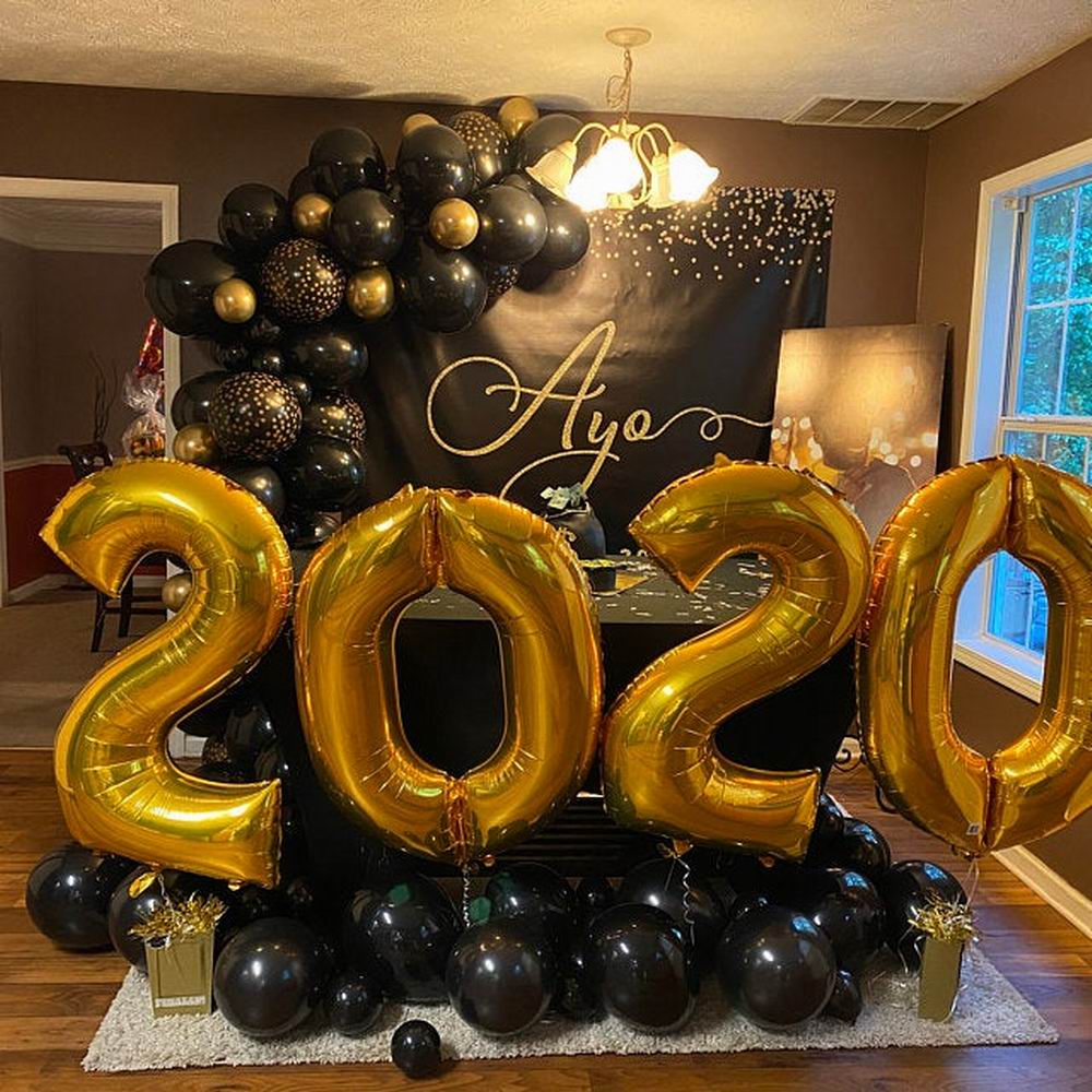 87 stk diy ballon guirlande arch kit sort guld champagne latex balloner til år pensionering eksamen fest dekoration