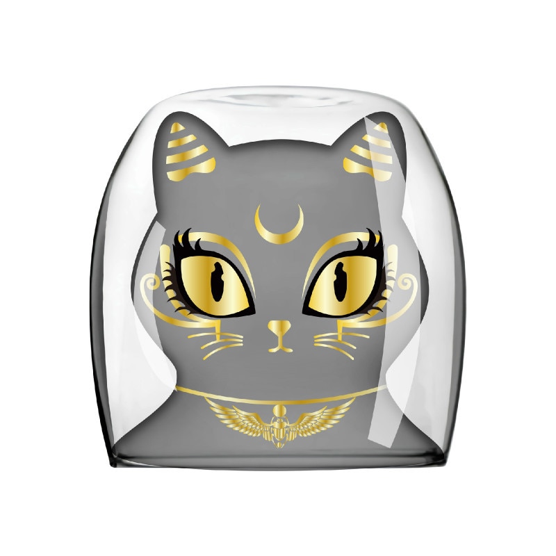 Bastet Egypt skytshelgen kattkopp gullbelegg vin dobbeltlag kaffe øl vann krus glass melk te glass