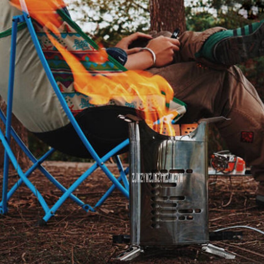 1.5L Camping Folding Wood Stove Charcoal Burner Blower Stove Outdoor Firewood Stove BBQ Furnace FMS-1301001