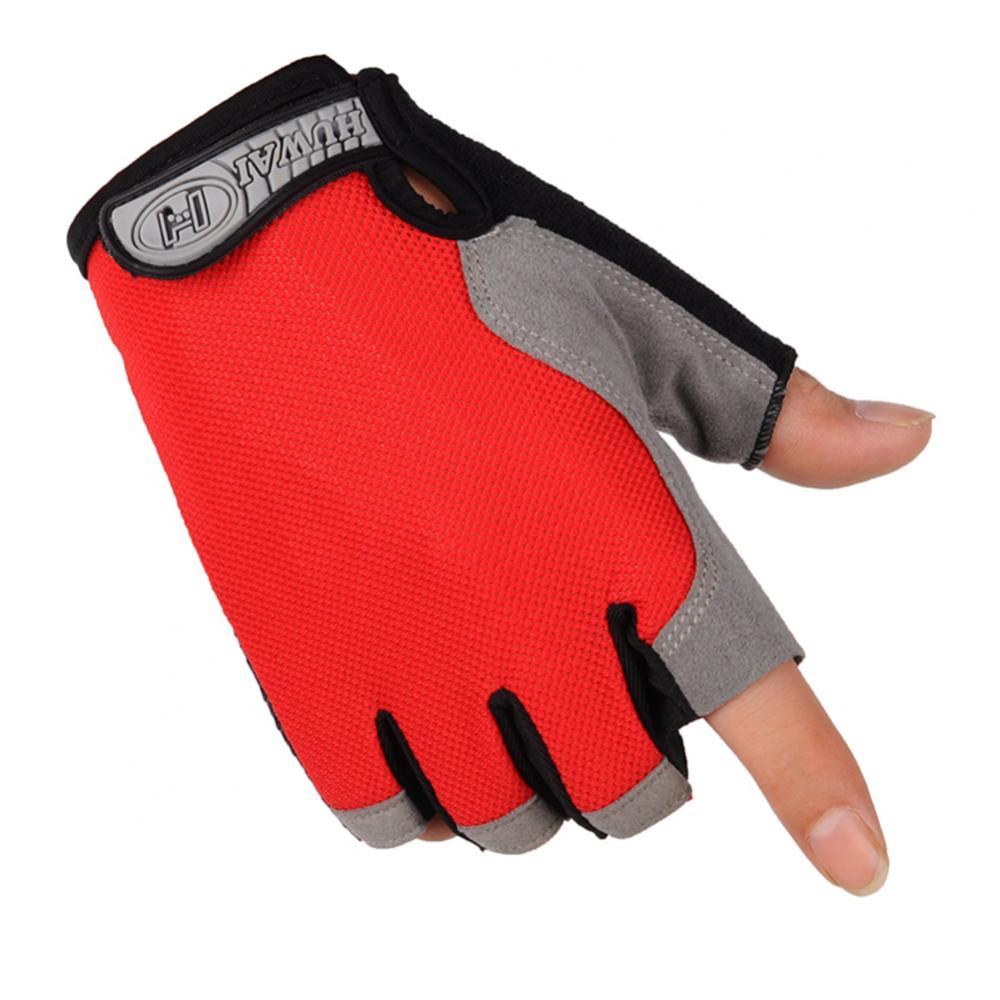 Verão masculino/feminino luvas de fitness ginásio levantamento de peso ciclismo yoga musculação treinamento fino respirável antiderrapante metade dedo luvas: M / Vermelho