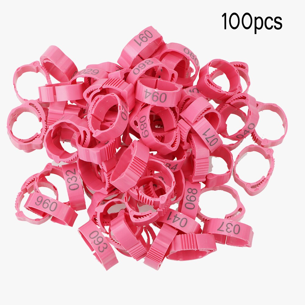 Chicken Rings 100pcs Adjustable Cock Leg Foot Ring Chickens Supplies Digital Label Buckle Ring For Duck Pigeon Random Color