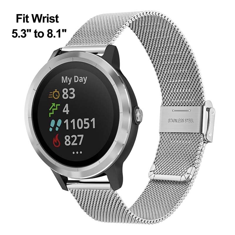 20mm Stainless steel Milanese Watchband for Garmin Vivoactive 3 Vivomove HR Watch Band Strap for Garmin Forerunner 245 245M/645