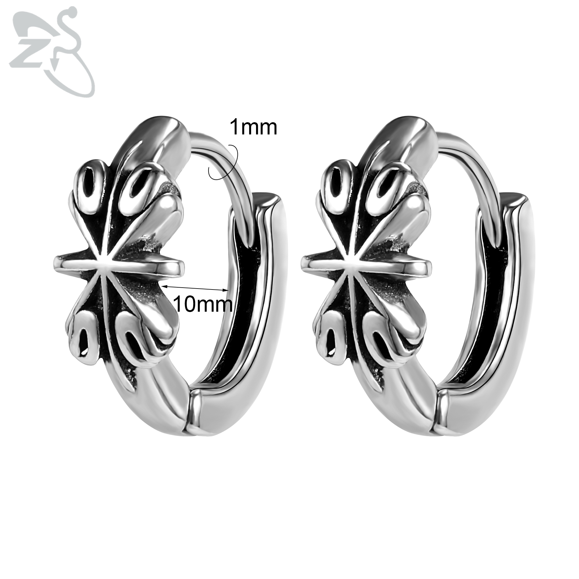 ZS-pendientes de aro de acero inoxidable para hombre, aretes redondos de calavera, serpiente, gótico, Punk, Rock, colgante, cartílago de hélice, 18G, 2 unidades por lote: Color dorado