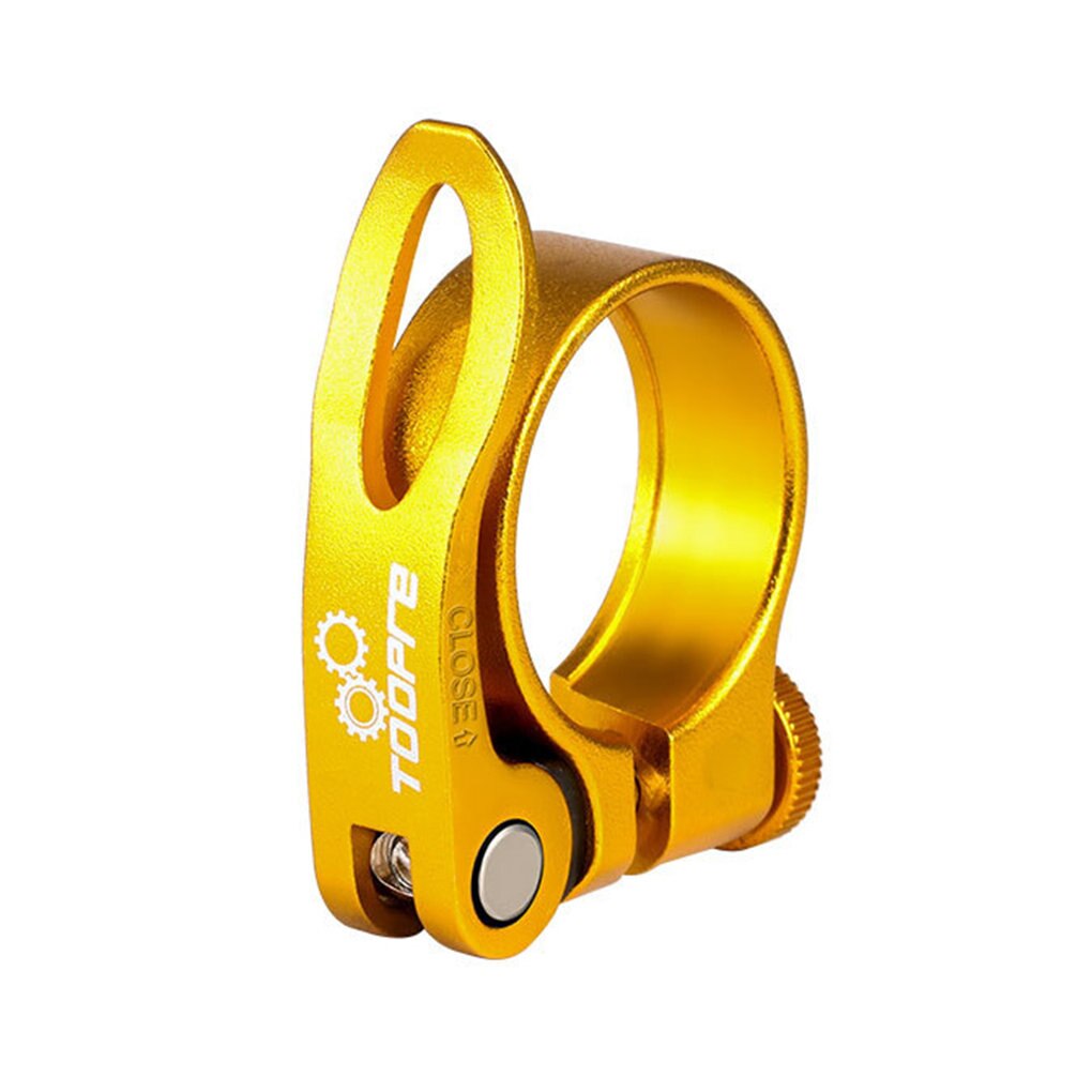 Bike Seat Post Clamp Aluminum Alloy Bicycle Quick Release Seatpost Tube Clip Universal Saddle Fixing Clamp Ring Bicycle Part: 31.8mm Golden