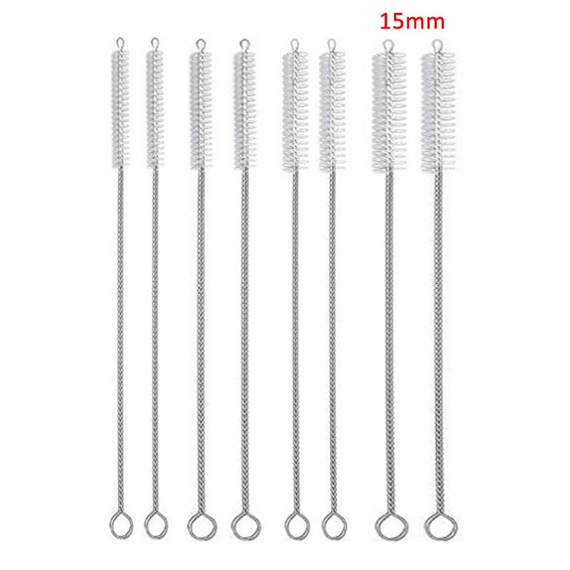 Brosse de nettoyage de paille réutilisable en acier inoxydable , ensemble de brosses douces pour nettoyer les cheveux, 4 pièces/10 pièces: 15mm Diameter(10Pcs)