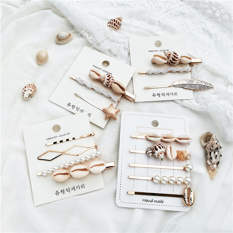 Boheemse echte schelpen, kauri schelp haarspelden, parel haarspeldjes voor vrouwen, meisjes, schelp haaraccessoires voor bruiloften