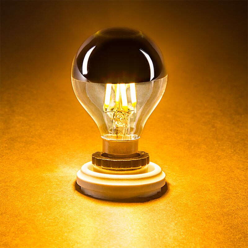 Grensk E14 Led Filament Dimmable Sliver Light Bulb G45 Gold Mirror Top Retro Globe Lamp 4W Led Edison Bulbs E12 Warm White 2700K