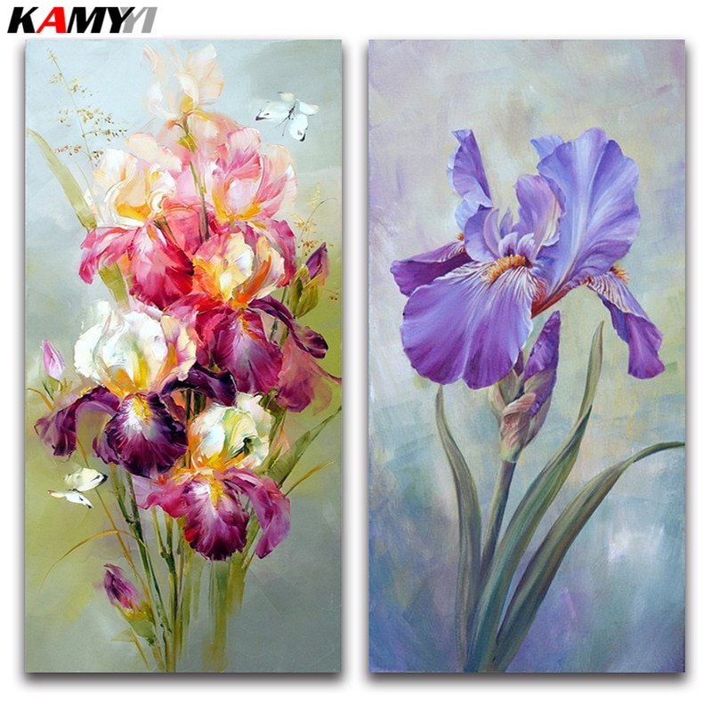 5D DIY Diamond painting Cross stitch purple flowers Full Square Diamond embroidery Iris Full Round Diamond mosaic of irises