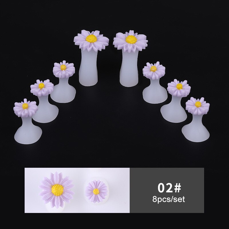 Séparateur d'orteils en Silicone pour Nail Art, 8, pièces/ensemble motifs fleur, cœur, séparateur d'orteils, bricolage, outils de soins des ongles: vert clair