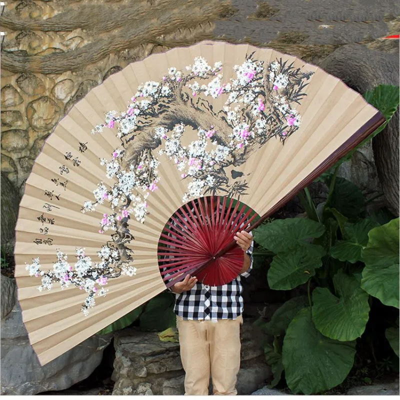 Wall Mount Decorative Paper Fan Large Classical Fan Retro Oversized Paper Fans Spring Festival Living Room Decorative Fans