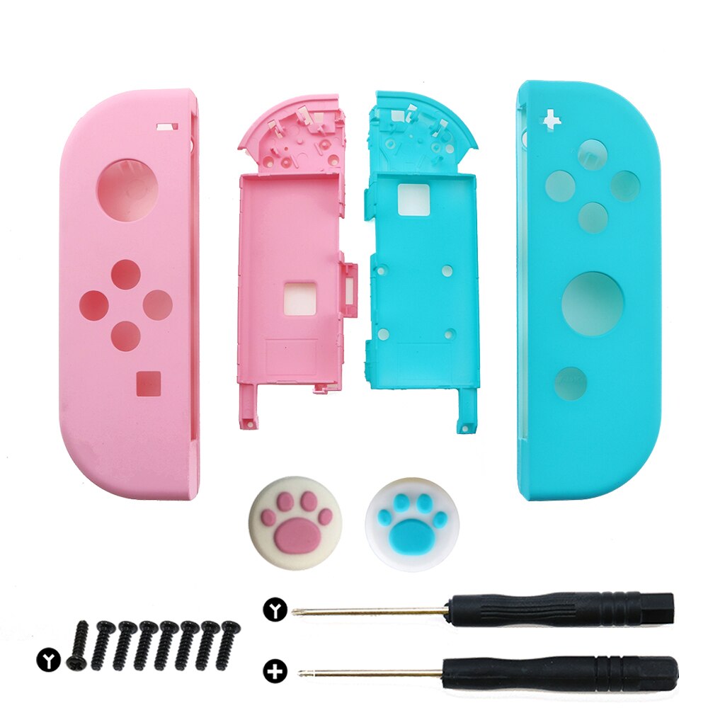 YuXi Plastic Right Left Housing Shell Case Cover for Nintendo Switch NS NX Joy-Con Controller with Silicone Analog Thumb Grip