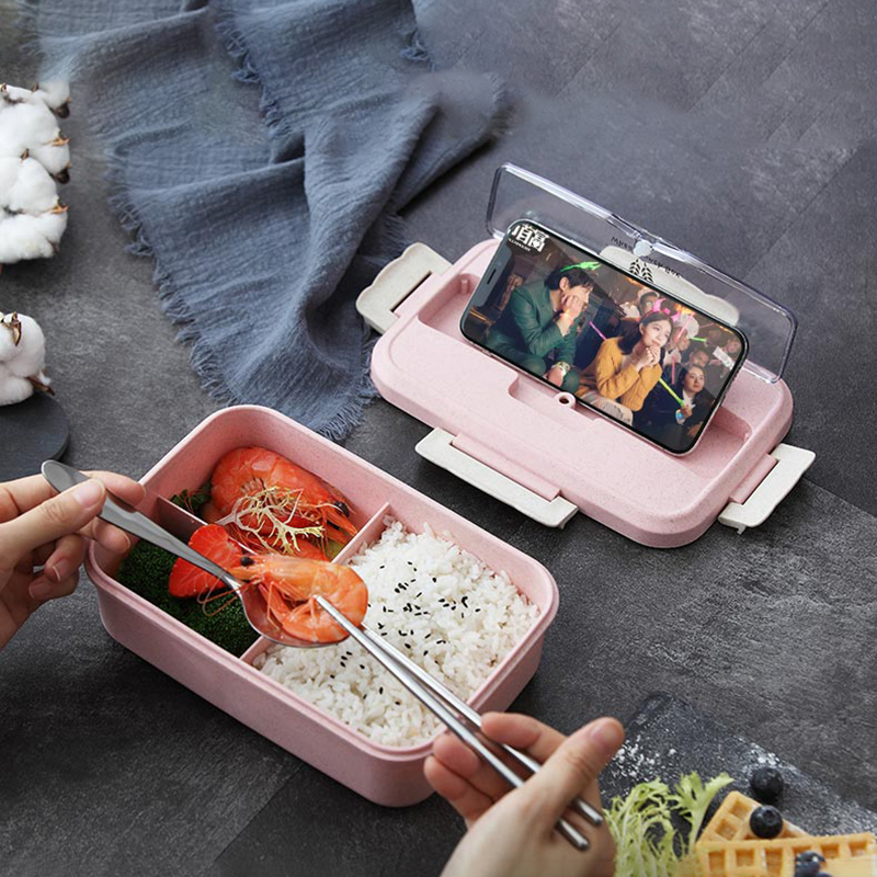 MICCK Draagbare Bento Box Voor Kinderen Lekvrij Voedsel Container Lunchbox Voor Picknick Tarwe Stro Voedsel Container Keuken Accessoires