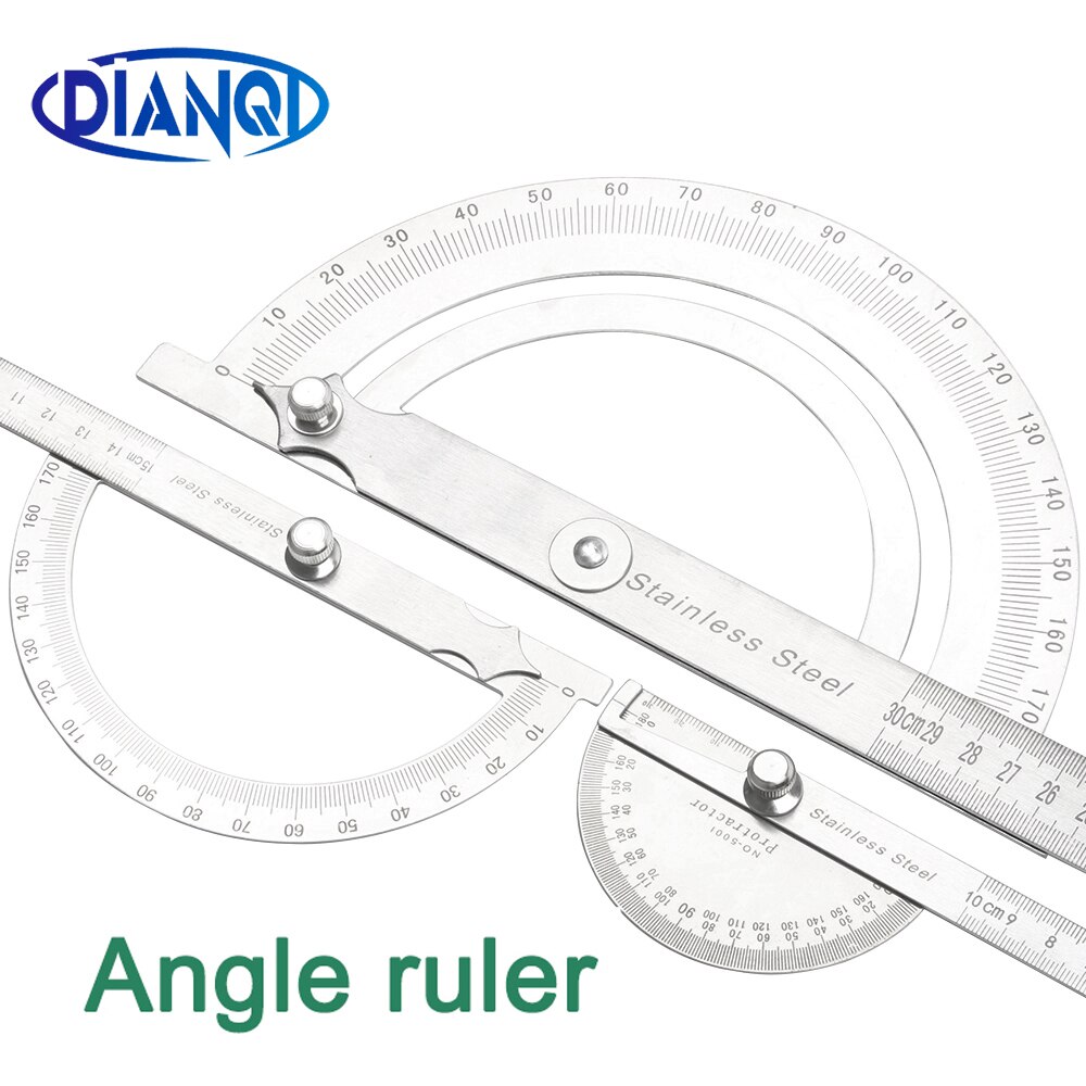10cm 15cm 30cm 180 Degree Adjustable Protractor multifunction stainless steel roundhead angle ruler mathematics measuring tool