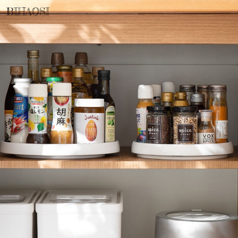 Kitchen Condiment Shelf Rotatable Tray Table Top Tray Storage Tray Seasoning Bottle Plastic Kitchen Counter Top Storage Box