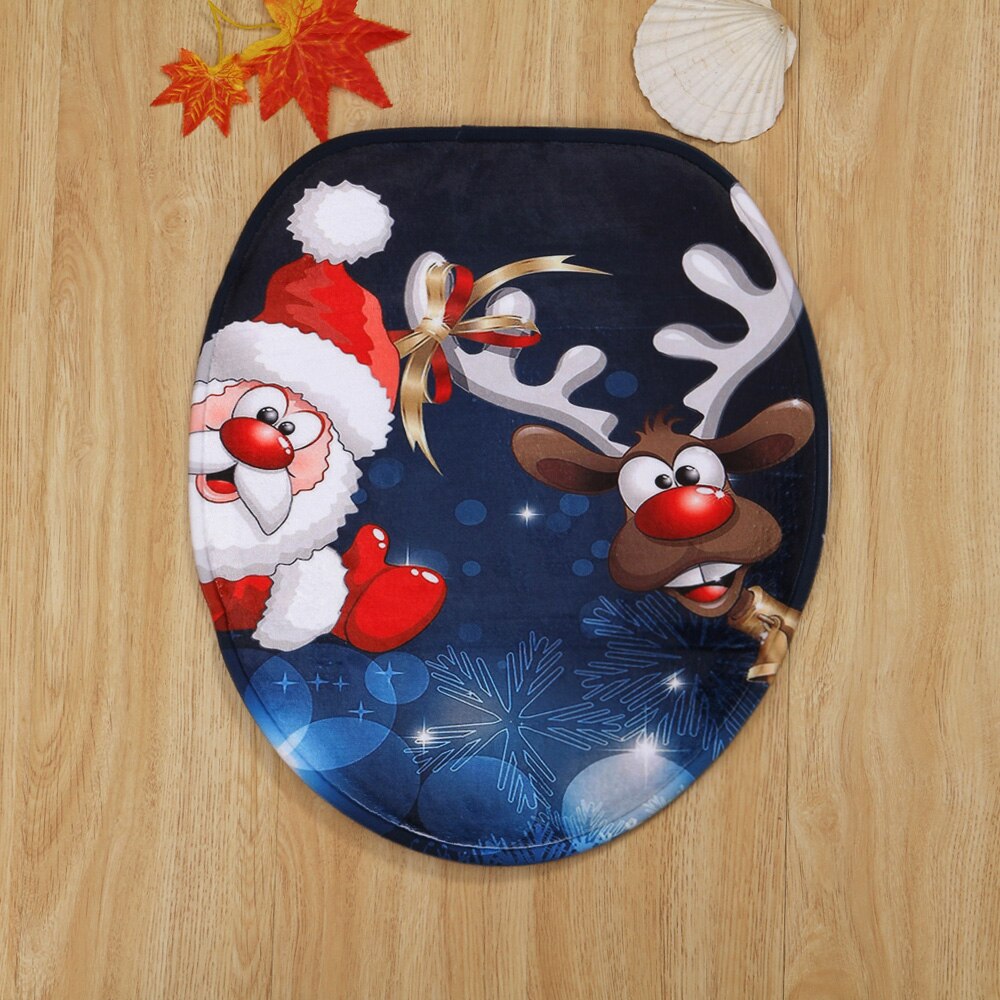 3 Pcs Wc Mat Badmat Christmas Santa Herten Patroon Antislip Voetstuk Tapijt Badkamer Wc Cover Set Barthroom vloer Badmat