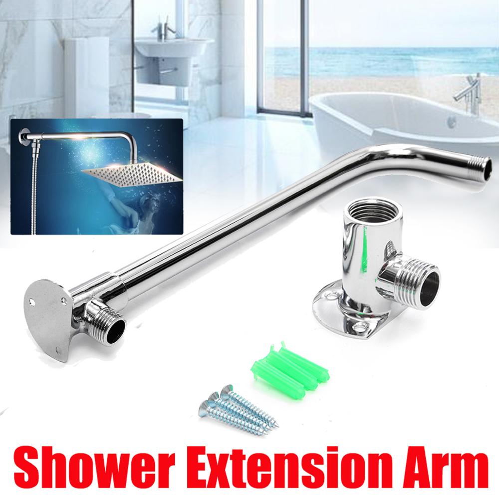 Stainless Steel Solid Brass Chrome Bottom Entry Hose Wall Mounted Shower Head Pipe Bathroom Rain Shower Head Extension Arm Pipe