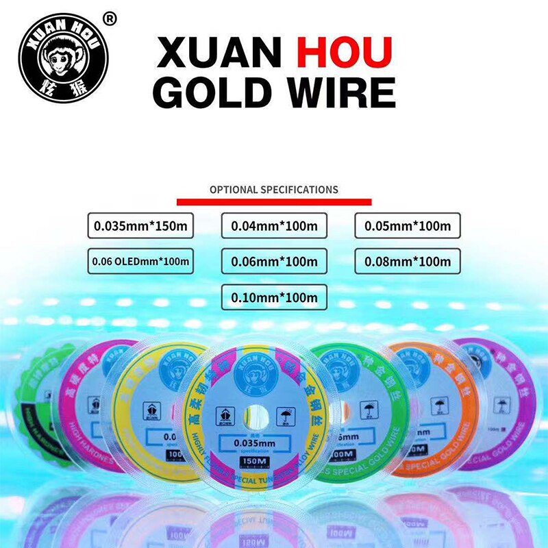 Lcd Goud Snijdraad Super Hoge Hardheid Scheiden Lijn 0.028Mm 0.035Mm 0.04Mm 0.05Mm 0.06Mm Voor mobiele Telefoon Screen Separator