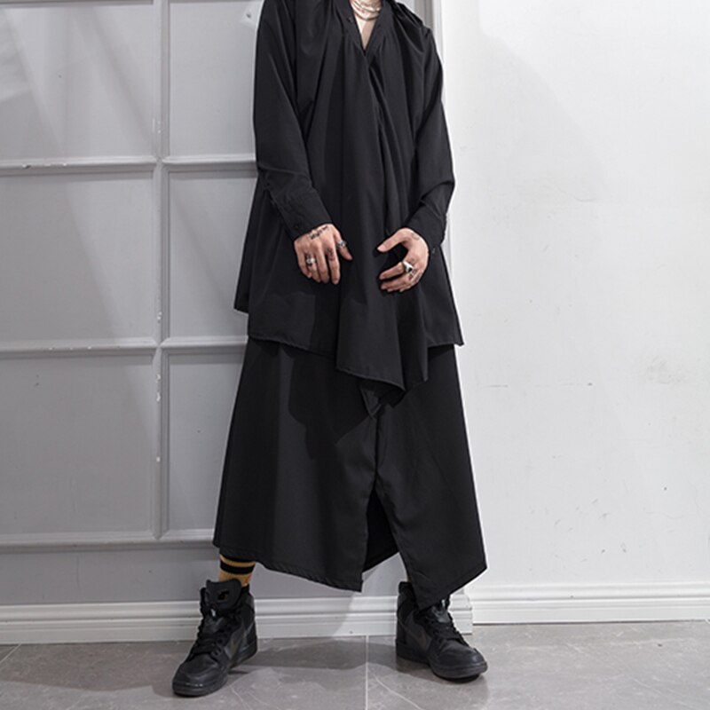 Japanse Zwarte Samurai Onregelmatige Rok Broek Voor Mannen En Vrouwen