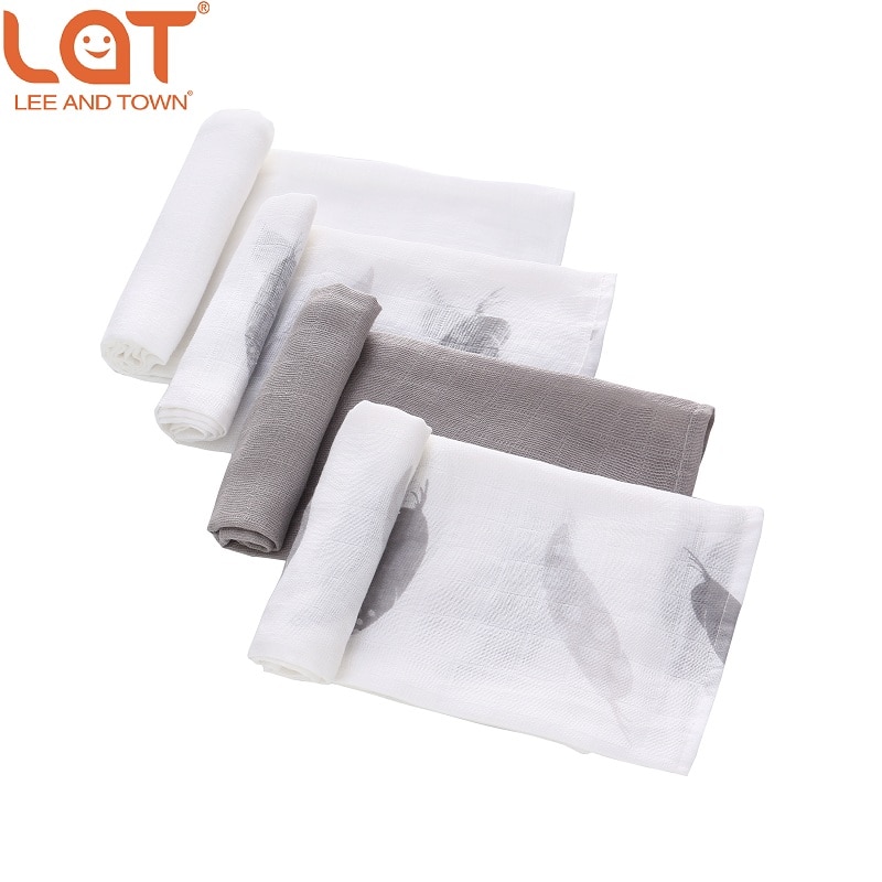 4 Stk/doos Baby Boy Meisjes Pasgeborenen Katoenen Mousseline Vierkante Wasbare Premium Herbruikbare Nappy Luiers Doekjes Bad Doek Handdoek Deken