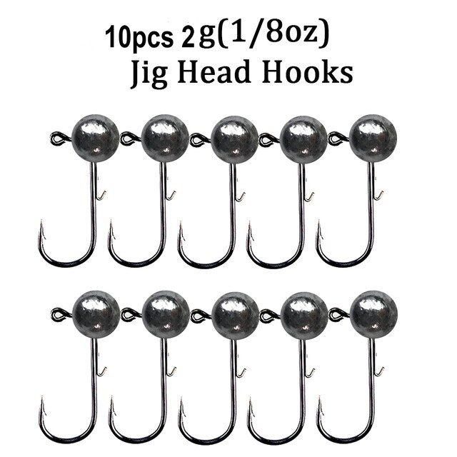 Hameçon de pêche à tête plombée pour ver mou, crochet de pêche à tête plombée, 2g 3g 5g 7g 10g 15g 20g, 5 pièces/10 pièces: 10pcs 2g fishhook
