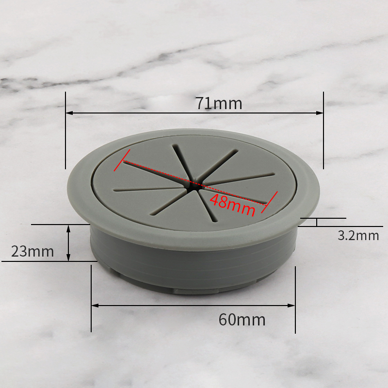 Alle Farben: 50 mm/53 mm/60 mm Schreibtisch, Tisch, ABS und Gummi, Kabellochkappen, PC-Computertisch, runde Draht-Netzte Tülle: Schwarz