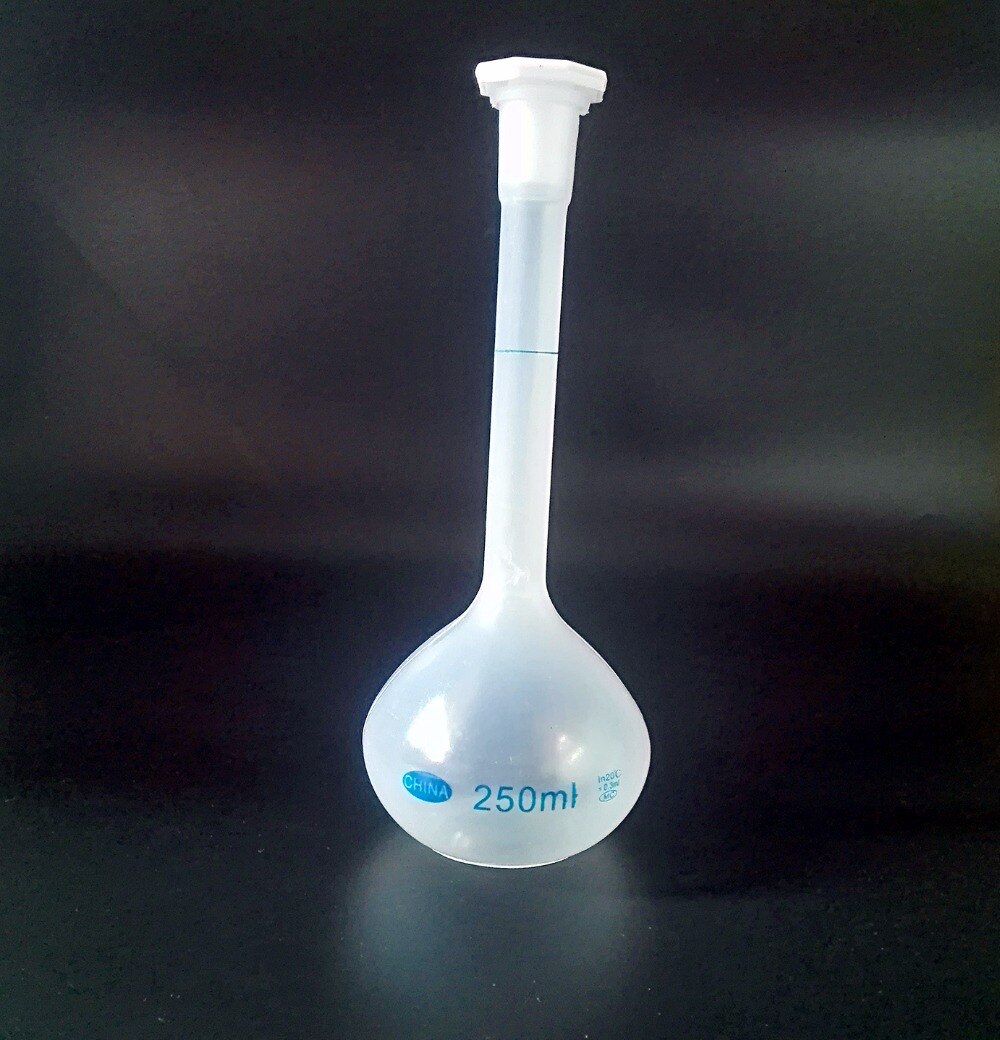 3 piece 250ml Long Neck Clear White Plastic Volumetric Measuring Flask