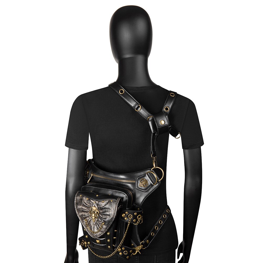 Riñonera Retro Steampunk para mujer, bolso de cuero, Punk, Rock, gótico, motorista, para Cosplay, escenario, , espectáculo, de viaje
