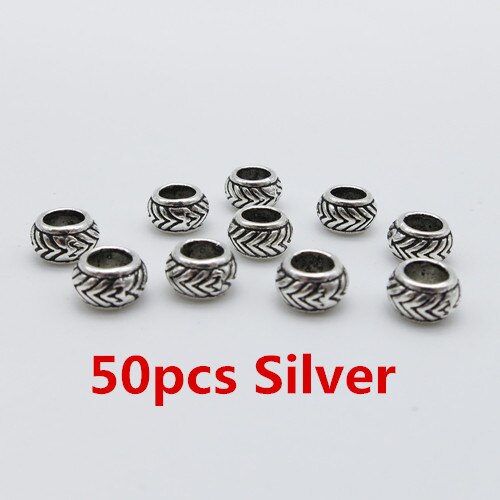 20 stk /50 stk sølv/bronze lille vikingehår fletning dreadlock skæg perler ringe til mænd kvinder hårpynt: 50 stk sølv