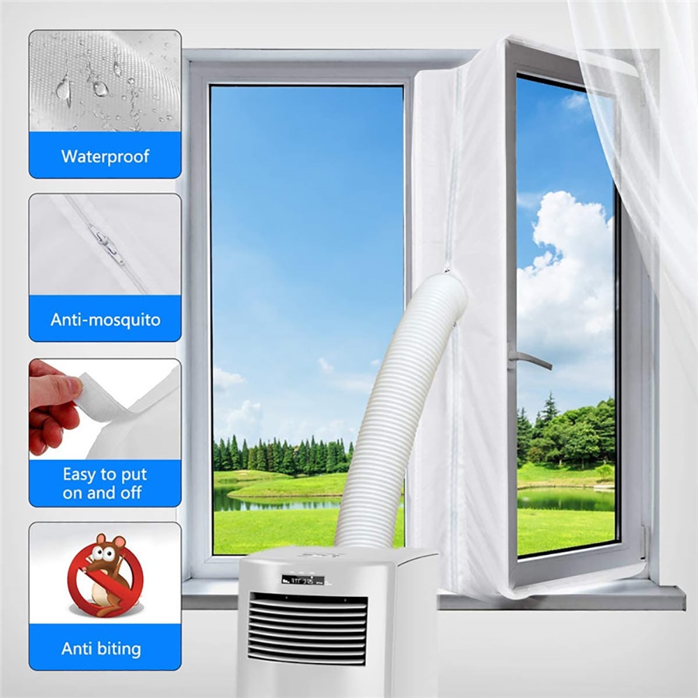 Joint de fenêtre Airlock plaque de tissu blanc 3m/4m universel maison Flexible étanche panneau souple pour climatiseur Mobile