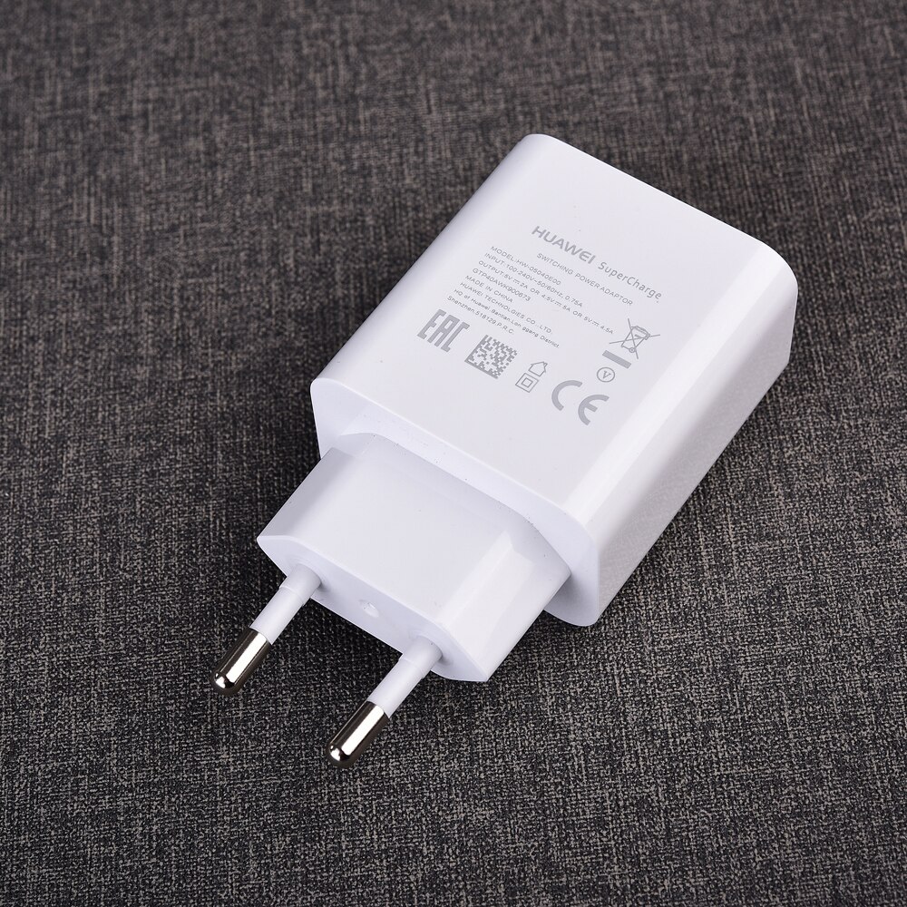 Originele huawei 5v/4.5a supercharger adapter 5a type c usb kabel voor  p9 p10 plus  p20 p30 p40 pro mate 9 10 20 30 pro honor 10: Eu-lader