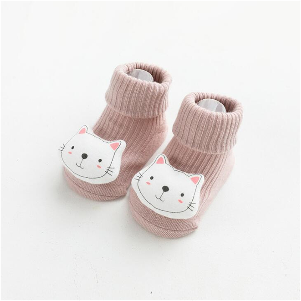 Leuke Cartoon Baby Sokken Voor Jongen Meisje Winter Lente Sokken Katoen Beer Kat Olifant Zolen Pasgeboren Peuter Sokken Baby stuff: Pink-Cat