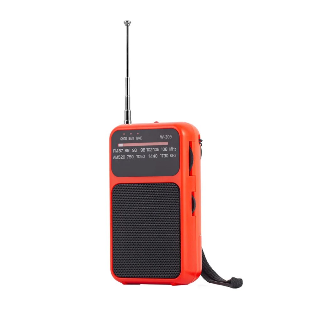 Portable Radio With Headphone Slot FM/AM Radio AAA Battery Powered Older Portable Radio Car Electronics Accessories: Red