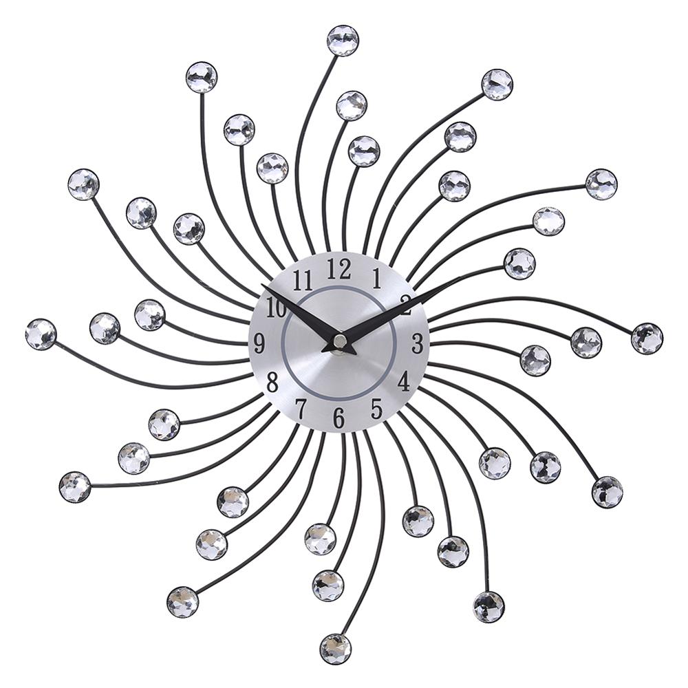 33 cm alt metall kristall wanduhr luxus diamant 3d große moderne wanduhr knoten wohnkultur: B