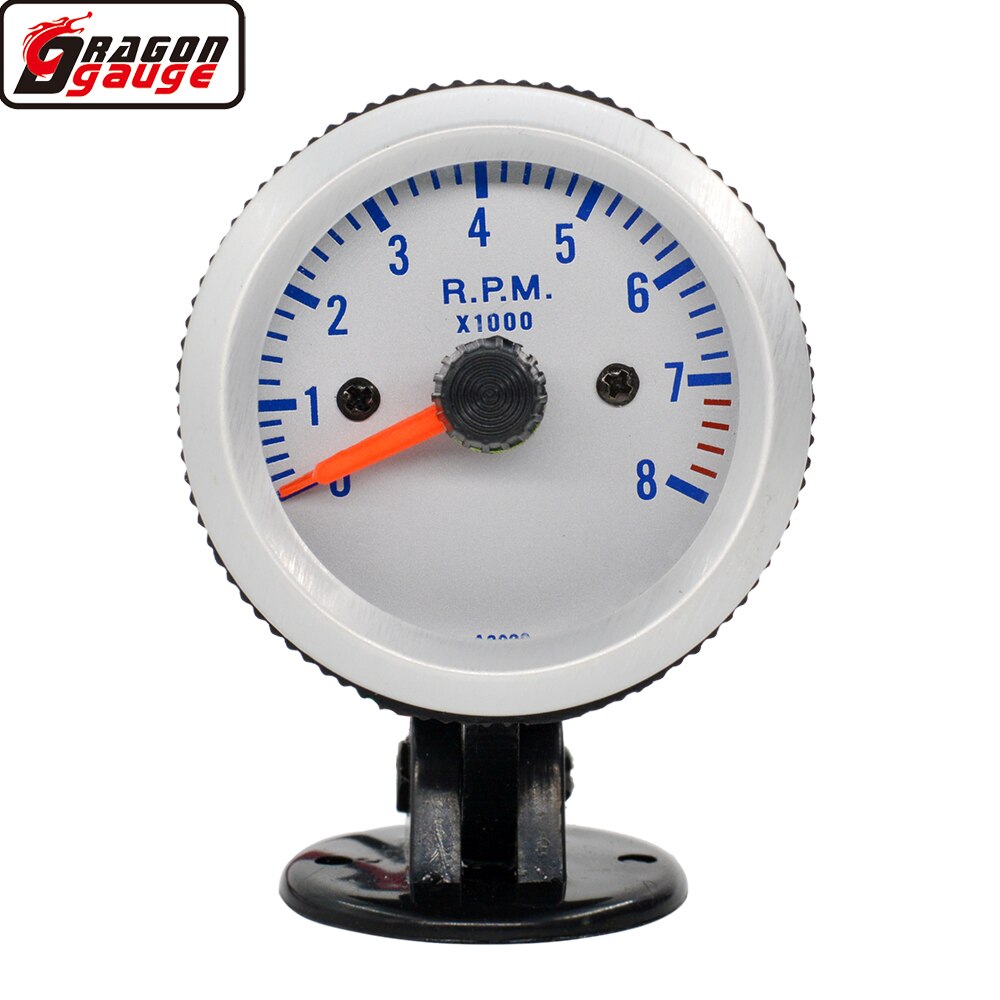 2" 52mm Car Rev Counter Tachometer Pointer Gauge 0-8000 RPM Meter Call The Police Rotation Setup
