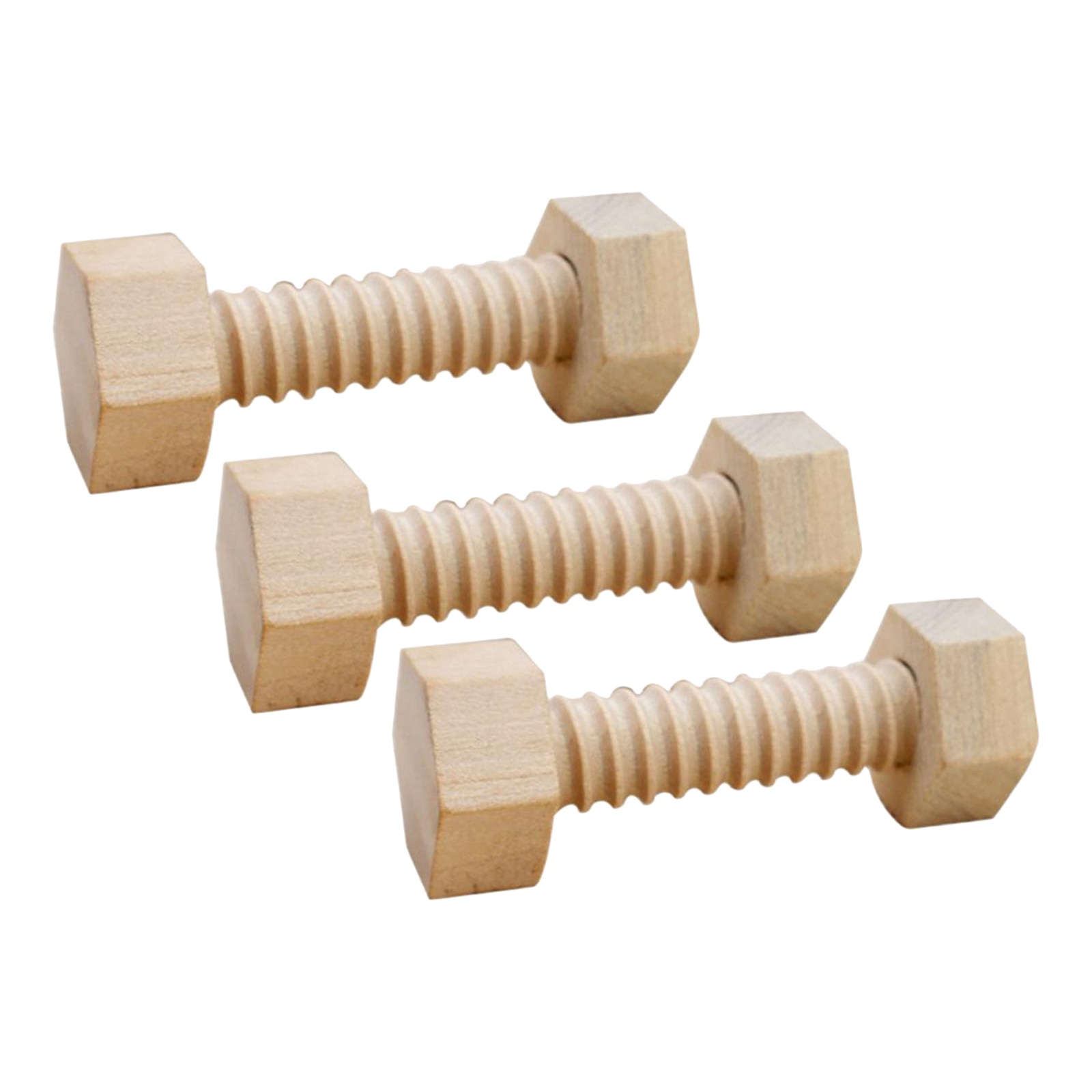 3Pcs Early Education Educational Screw Nut Assembling Unfinished Wooden Toy