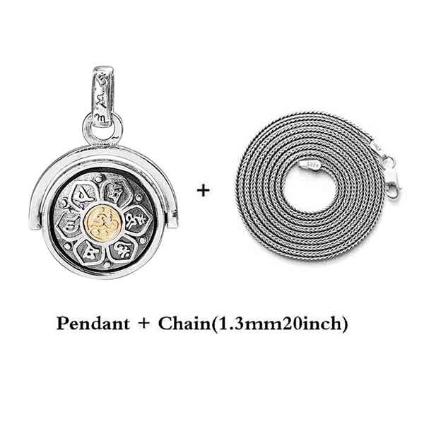 Balmora 925 Sterling Zilveren Boeddhisme Spinner Roterende Charm Hangers &amp; Ketting Voor Mannen Vrouwen Mode Zes Words&#39; Sutra Sieraden: Pedant2 20inch