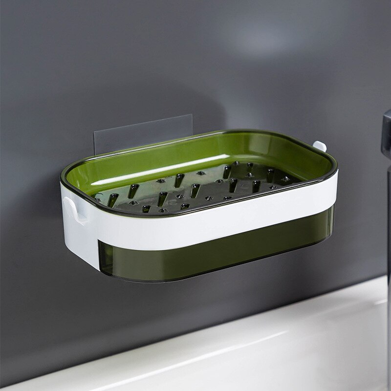 Badkamer Zeep Houder Wandmontage Zelfklevende Douche Zeepbakje Douche Platen Zeep Opbergdoos Met Afvoer Badkamer Benodigdheden: Green