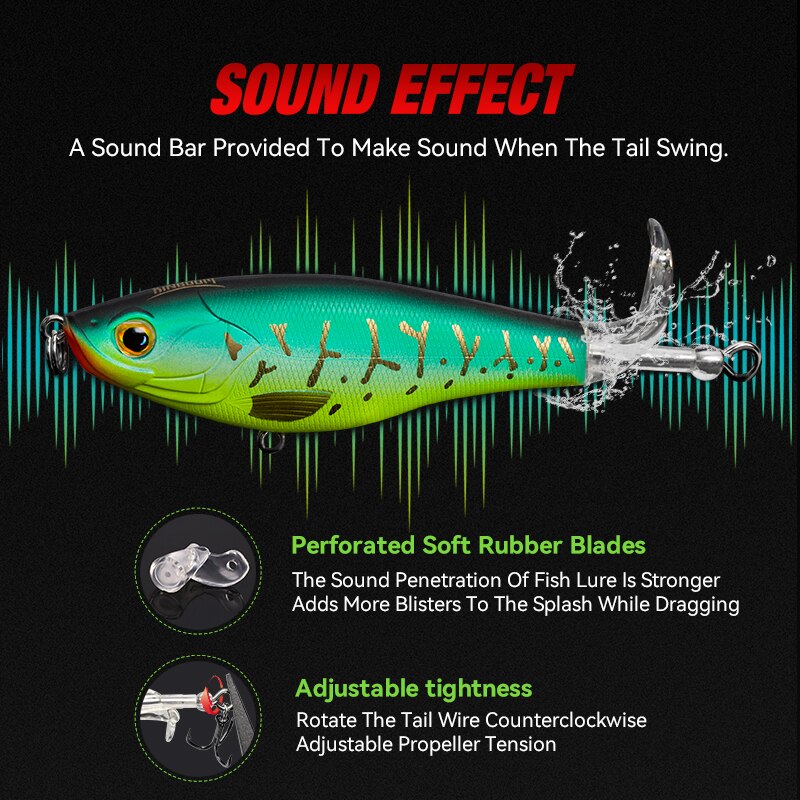 Reino Topwater Hélice Lápis Isca Popper Whopper Plopper 90mm 11g 110mm 17g Wobblers Artificiais Para Bass Pike Hard Lures