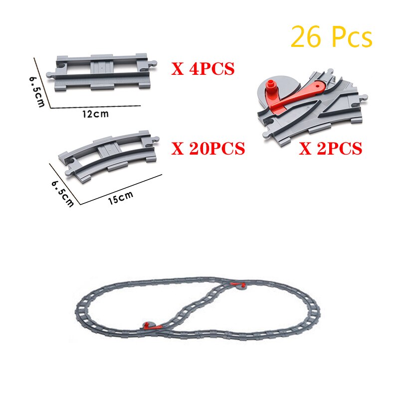 Locomotiva elettrica Pista del Treno Cabina Accessori blocchi di Costruzione di Grandi Blocchi Compatibile Con Duploed Giocattoli Per I Bambini 63PCS Giocattoli FAI DA TE: 26PCS-GD-SET5