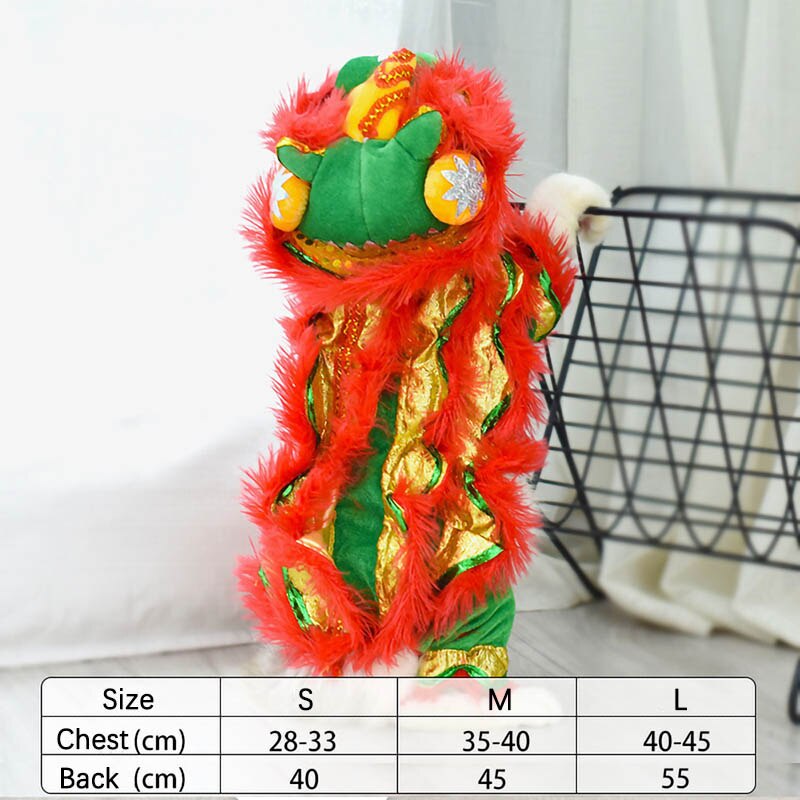 Traje de baile de León para gato, ropa para mascotas, Año Chino, Festival de Primavera, accesorios para gatos: Red / L