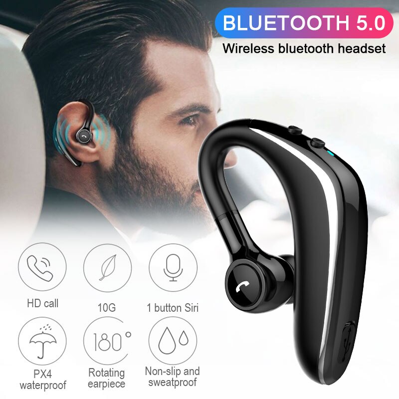 Wireless Car Bluetooth Headset 15 Hours Playing Time F Driving Earphone Long Standby Business Headset Light Weighted