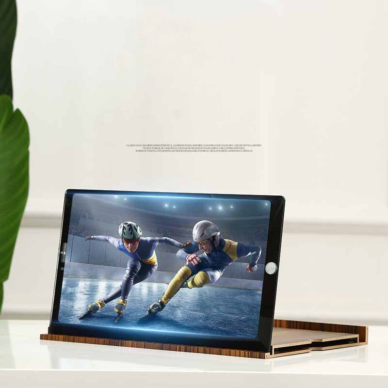 12-inch Wood Grain Screen Magnifier - HD Mobile Phone Video Amplifier with Stand