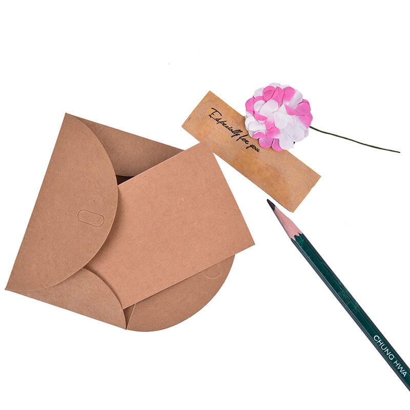 10pcs Handmade Dry Flower Retro DIY Kraft Paper Invitation Greeting Card With Envelope Wedding Party Invitation Envelopes