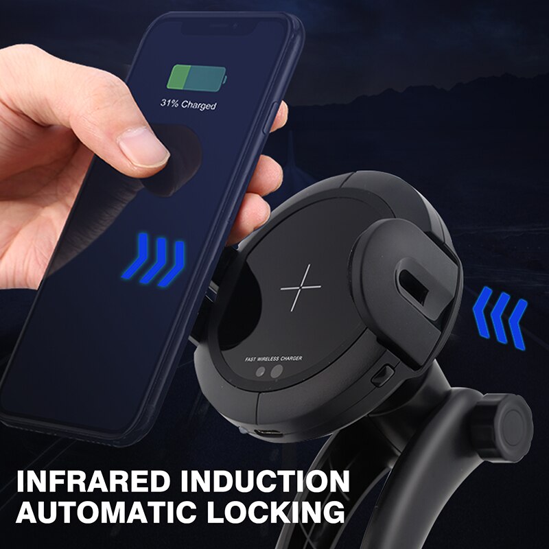 Supporto per telefono caricabatterie per auto Wireless 15W per iphone Dock di ricarica rapida per huawei AutoClamping