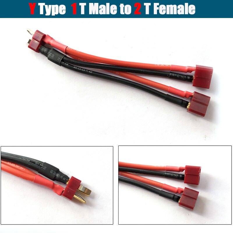 1PCS XT60 Parallel Battery Connector Cable Dual Extension Y Splitter Silicone Wire